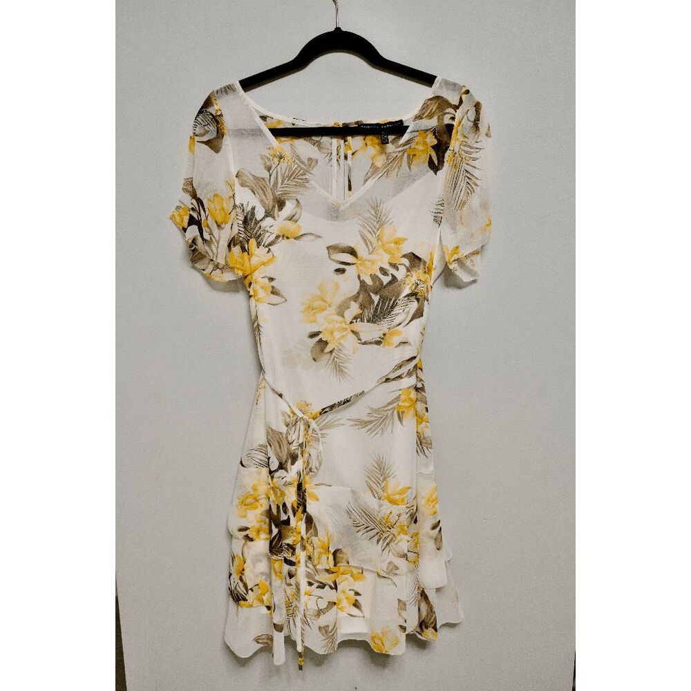 White House Black Market Yellow Floral Wrap Dress – Size S ✨